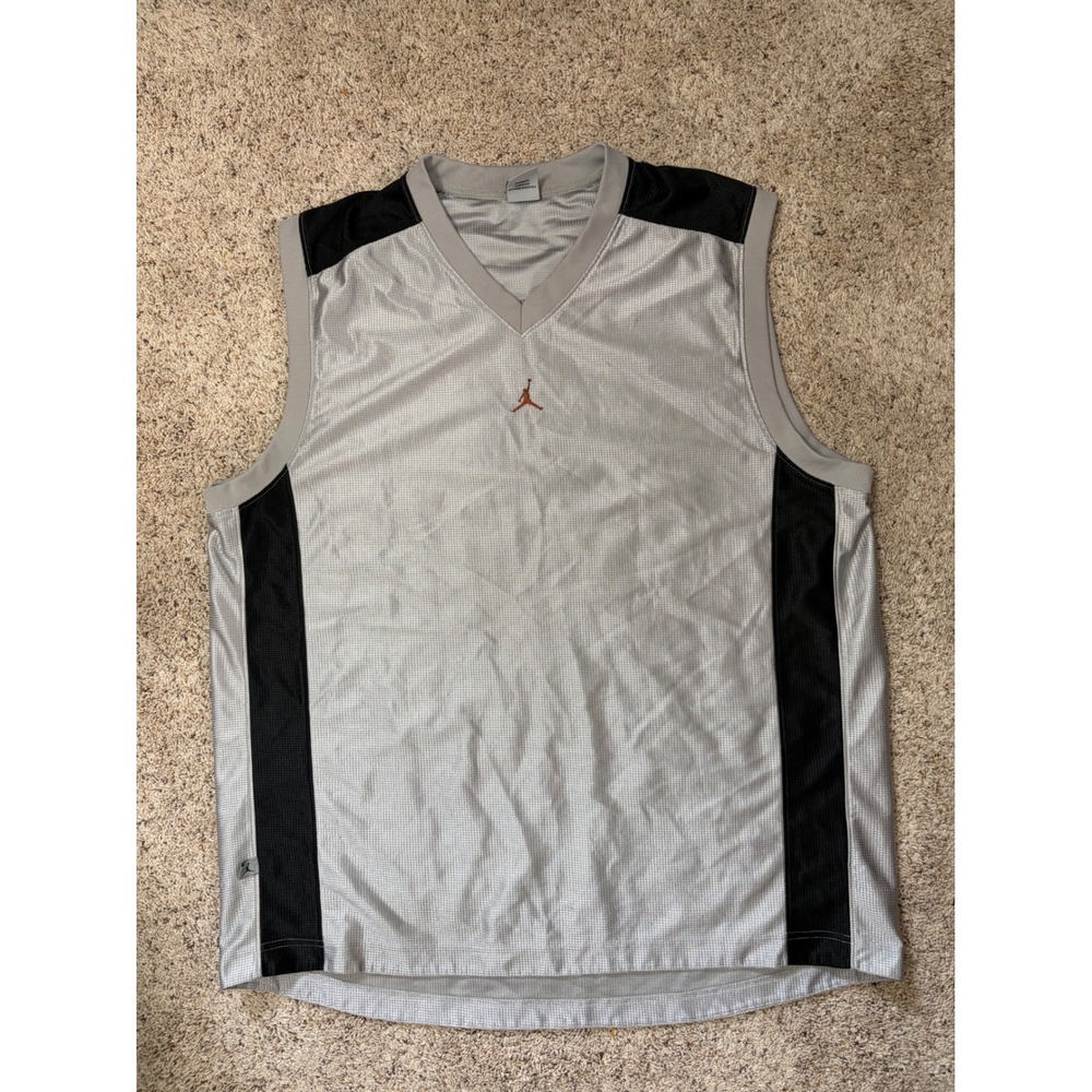 Vintage Jordan Brand Basketball Jersey Mens XXL Silver Black Y2K Sleeveless